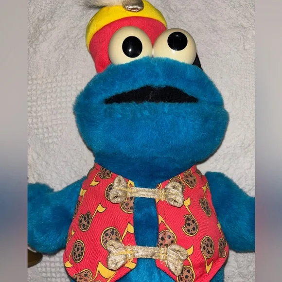 Vintage 90s Sesame Street Trumpet Playing Cookie Monster Plush Collectible Toy - Picture 2 of 6